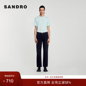 口袋边高腰直筒牛仔裤 SANDRO 时尚 黑色铆钉式 Outlets秋冬男装 法式