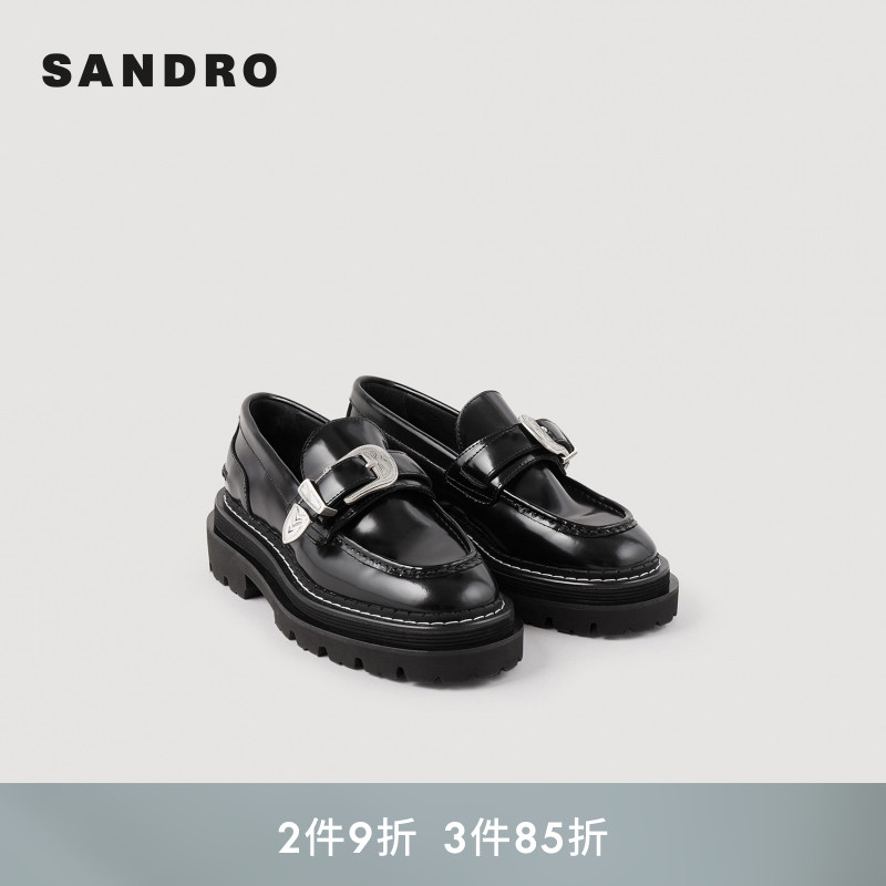 SANDRO牛皮革金属扣乐福鞋