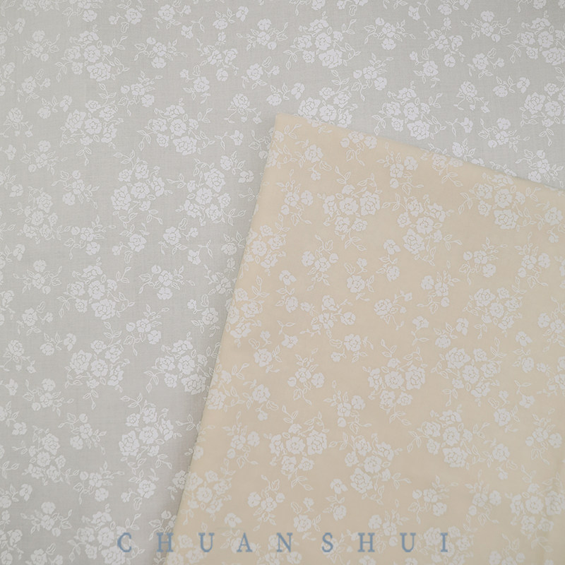 川水品牌 纯棉布料浮水布米色白色植物花卉碎花手工服装家居包DIY,居家布艺,海绵垫/布料/面料/手工diy,淘宝优惠券,粉丝福利购,淘宝优惠卷