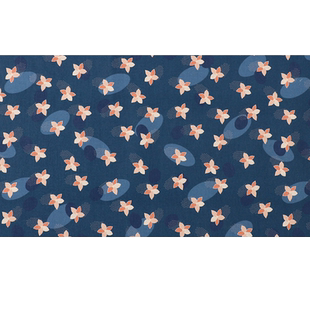 川水品牌 纯棉布料生如夏花藏青粉色深蓝花朵服装拼布手工面料