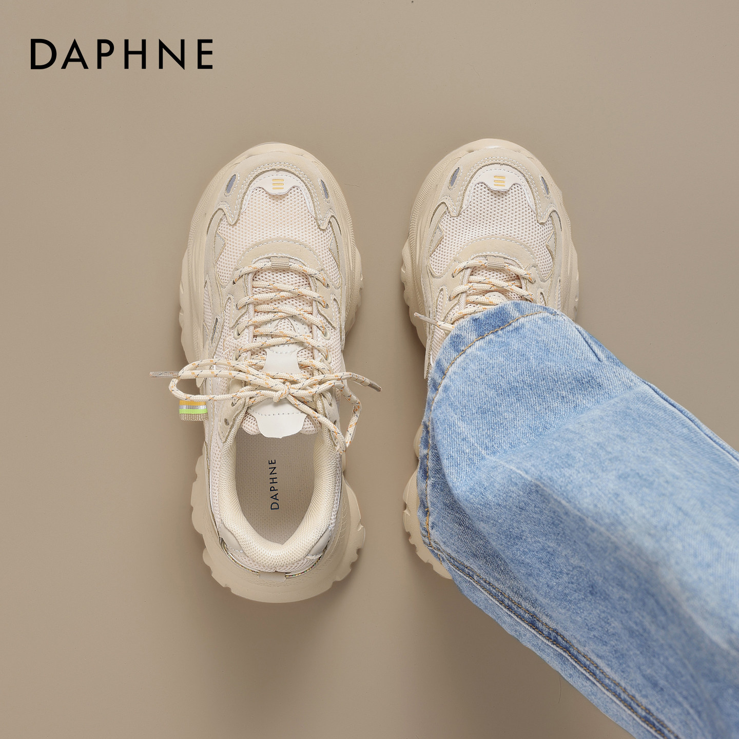 达芙妮厚底老爹鞋女2026春季新款百搭小白鞋增高小个子休闲运动鞋