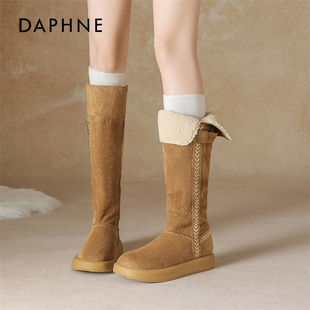 加绒厚底两穿靴子东北保暖棉鞋 冬季 2025新款 达芙妮长筒雪地靴女款