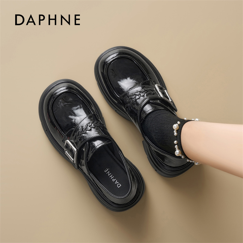 达芙妮厚底乐福鞋女款增高小皮鞋