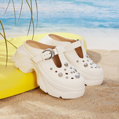 女2026夏季 新款 外穿厨师鞋 达芙妮铆钉厚底洞洞鞋 一脚蹬透气凉拖鞋