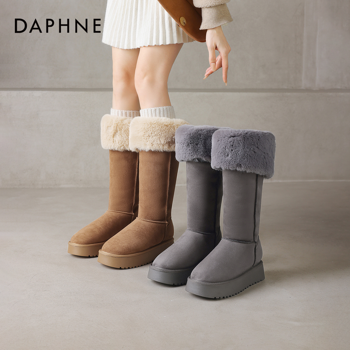 厚底雪地靴女款加绒长筒靴