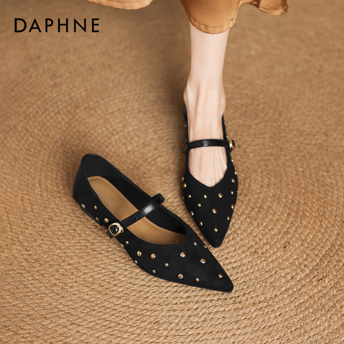 达芙妮平底浅口单鞋法式玛丽珍鞋