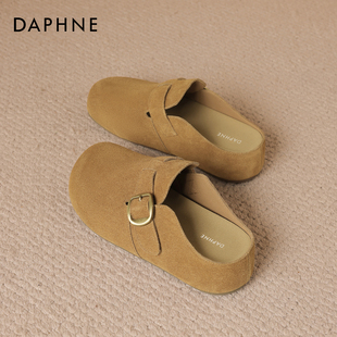 外穿一脚蹬软底不累脚拖鞋 2025新款 女冬季 达芙妮厚底半拖勃肯鞋