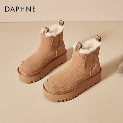 达芙妮2025新款冬季加绒雪地靴女
