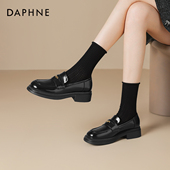 软底单鞋 达芙妮厚底乐福鞋 英伦风黑色小皮鞋 通勤女鞋 女款 2026新款