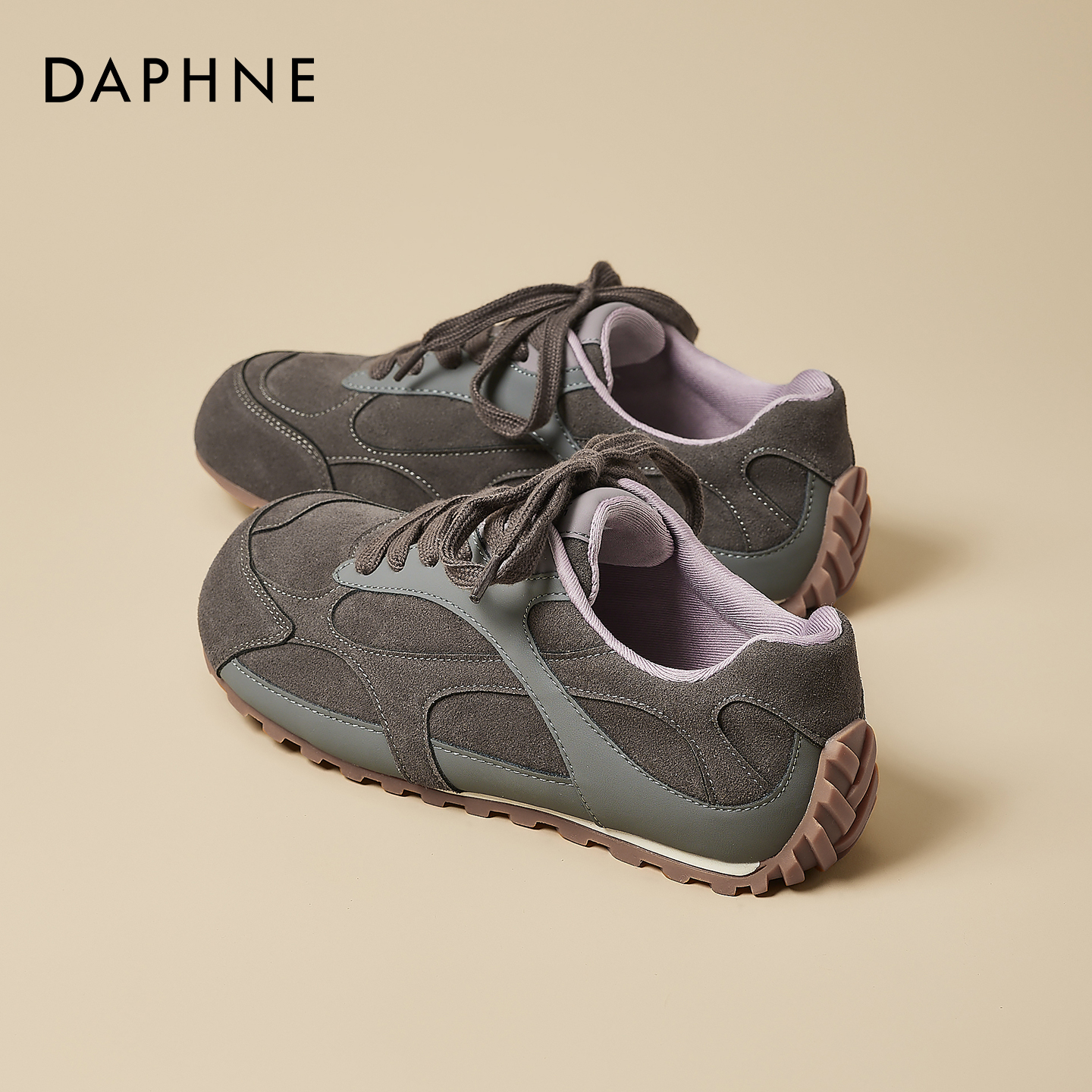 达芙妮紫色复古德训鞋女