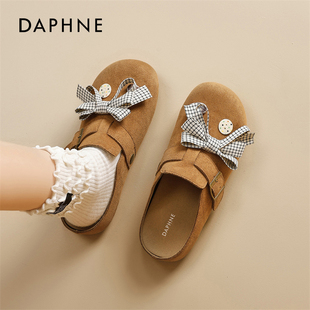 女款 一脚蹬孕妇单鞋 2026新款 增高包头半拖鞋 春季 达芙妮厚底勃肯鞋