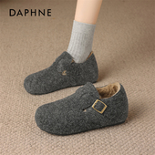加绒保暖棉鞋 达芙妮灰色勃肯鞋 新款 内增高全包毛毛鞋 女款 2025冬季