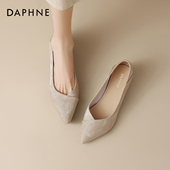 女2026新款 新中式 裸色高跟鞋 达芙妮尖头单鞋 浅口皮鞋 女款 粗跟女鞋