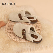 达芙妮加绒勃肯鞋 外穿 百搭懒人毛毛拖鞋 女秋冬2025新款 一脚蹬棉鞋