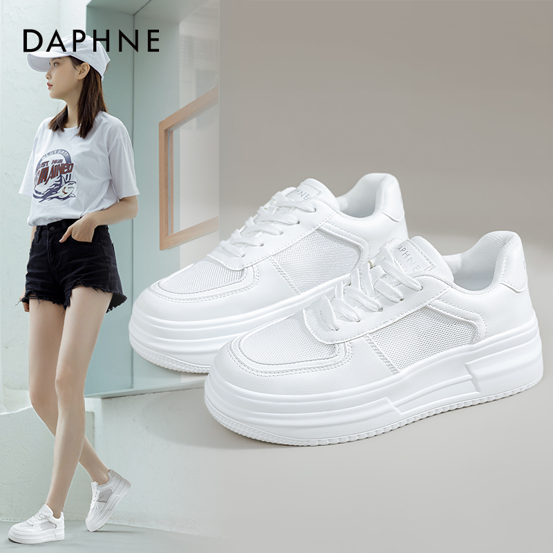 达芙妮小白鞋休闲日常厚底网面