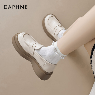 达芙妮百搭复古乐福鞋厚底增高