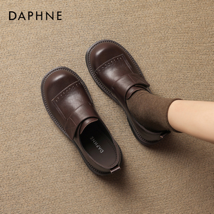 魔术贴jk通勤单鞋 春厚底增高小皮鞋 女2026新款 达芙妮英伦风乐福鞋