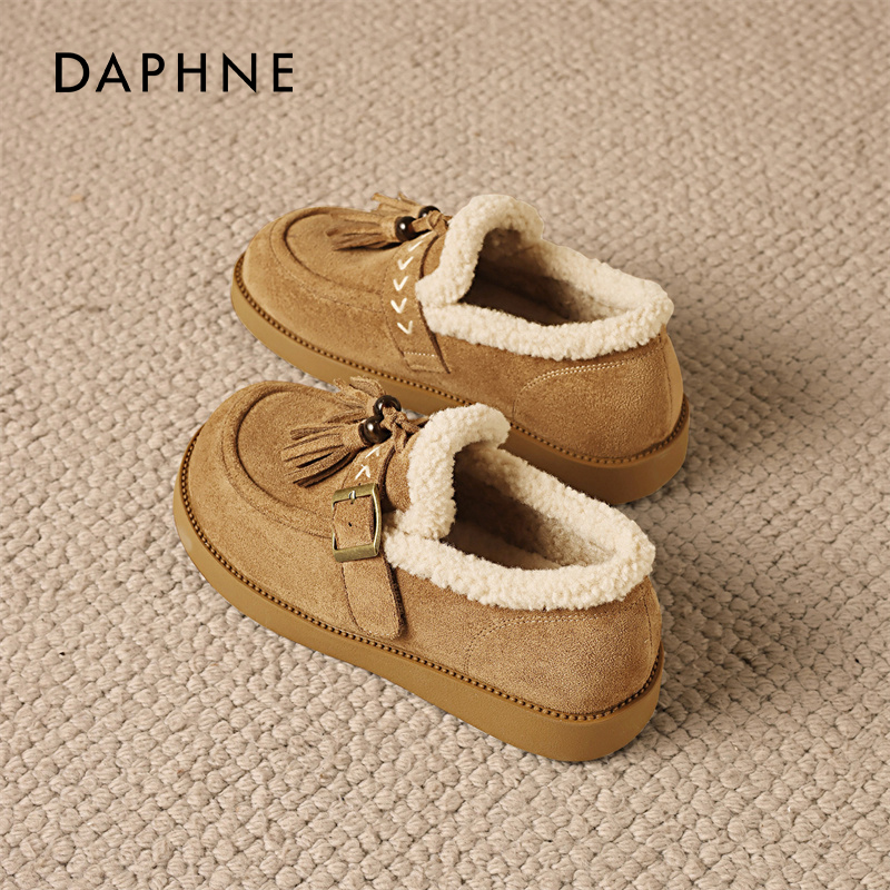 达芙妮勃肯鞋厚底女加绒棉鞋毛毛