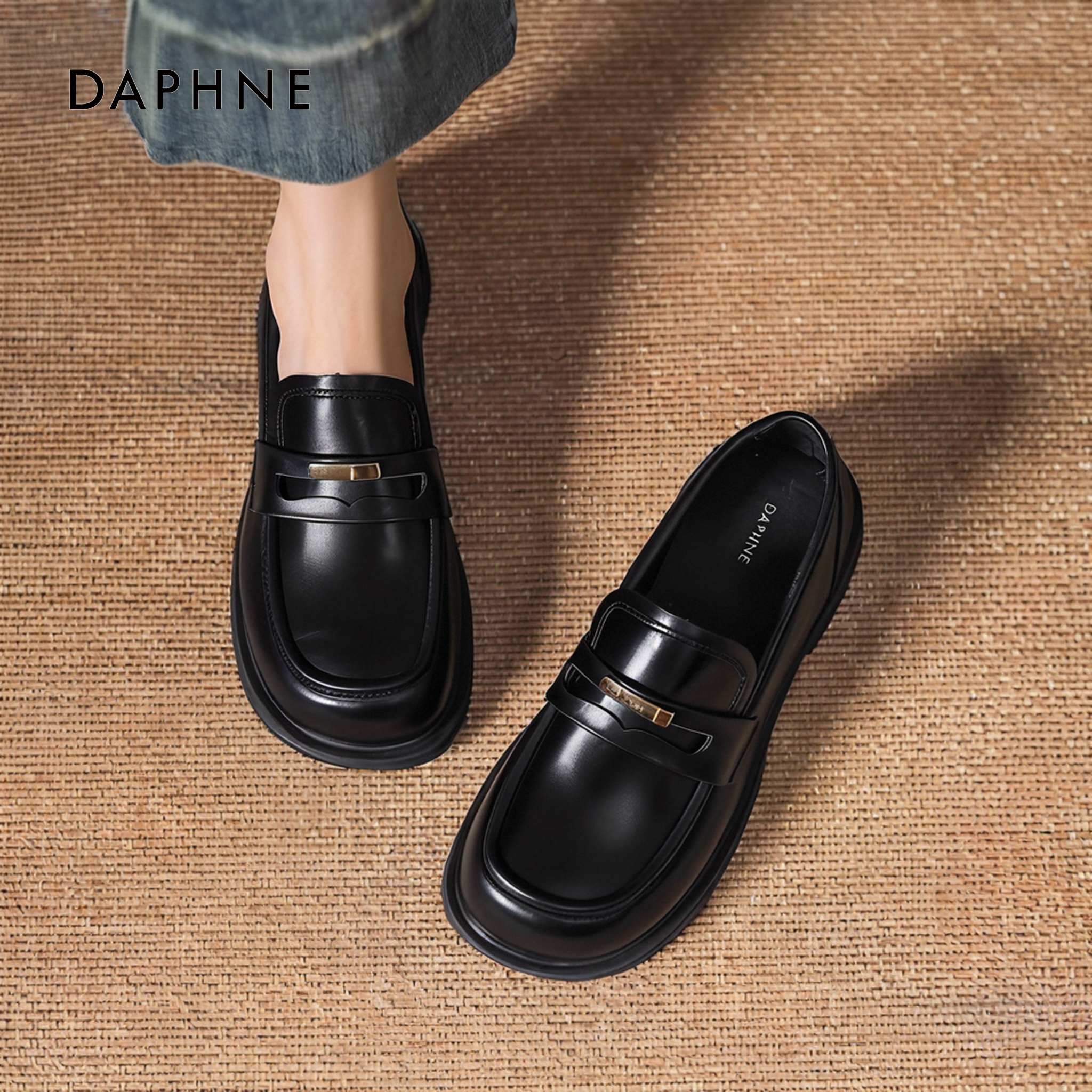 达芙妮英伦复古乐福鞋老钱风气质