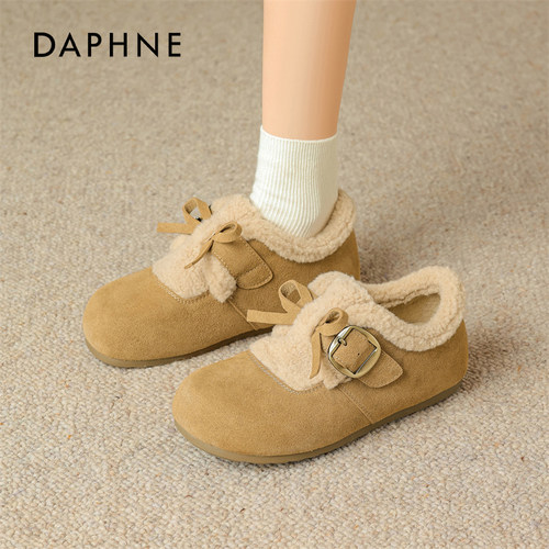 达芙妮厚底勃肯鞋女毛绒保暖毛毛