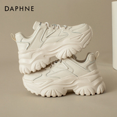 女款 小白鞋 增高2025新款 达芙妮厚底老爹鞋 秋冬白色加绒运动女鞋 子