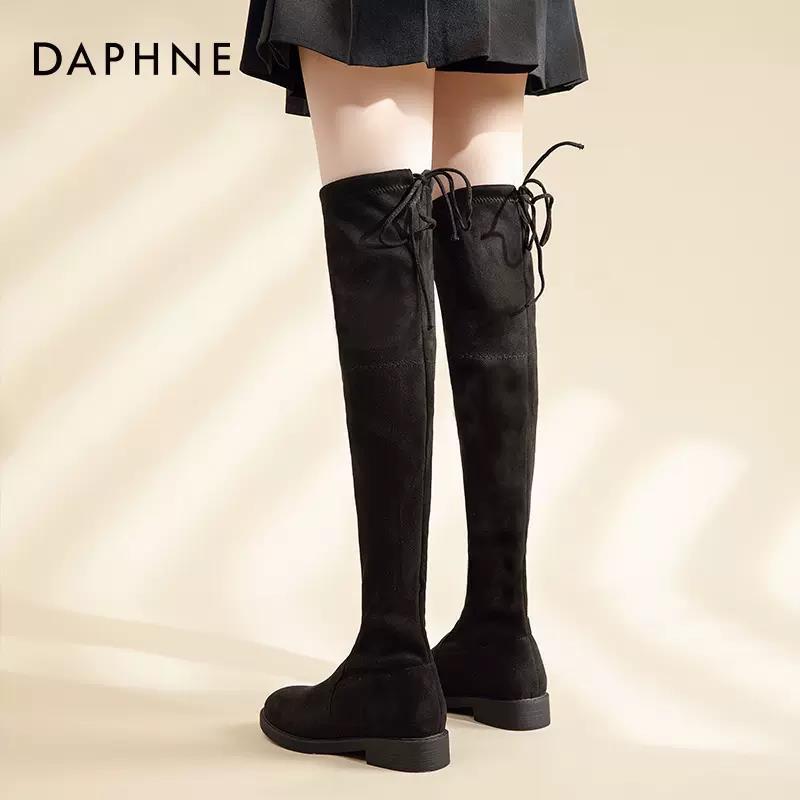 达芙妮小个子大腿围粗跟过膝靴
