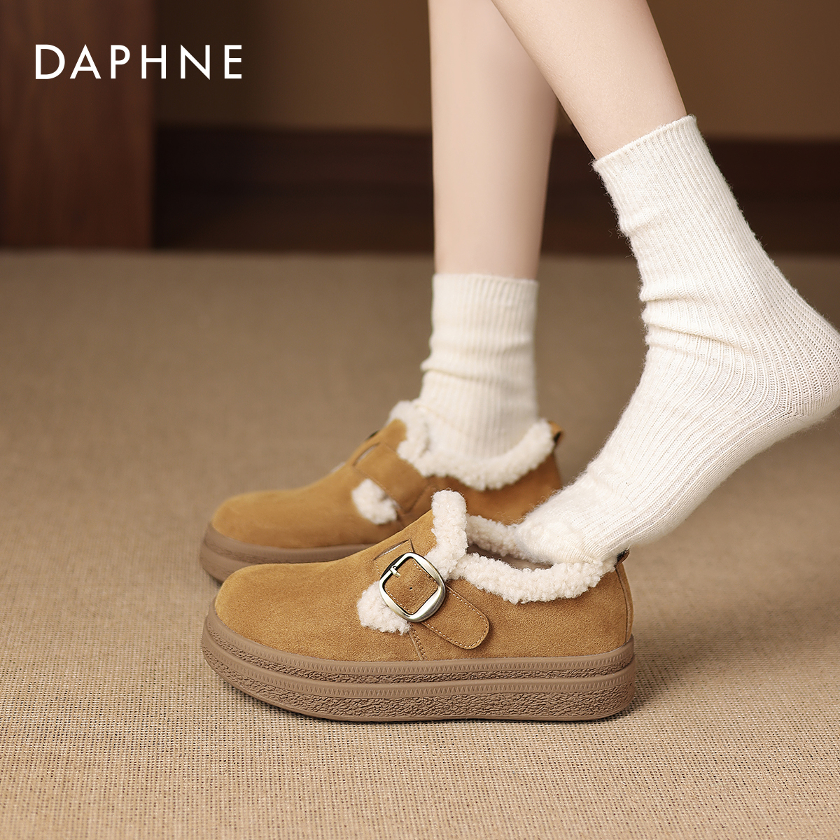 达芙妮厚底加绒勃肯鞋女2025新款