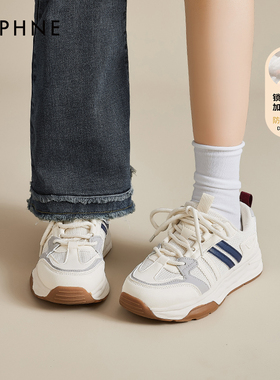 达芙妮厚底芭蕾德训鞋女雪地靴2025冬季新款春季加绒运动小白鞋子
