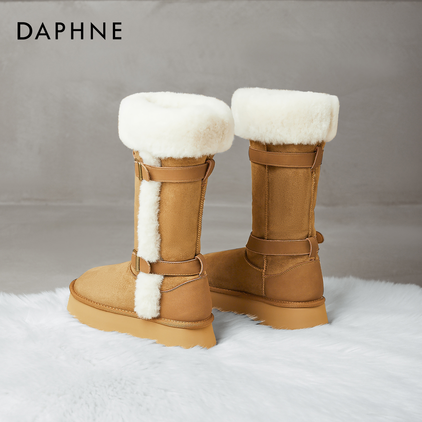 达芙妮厚底雪地鞋加绒棉鞋
