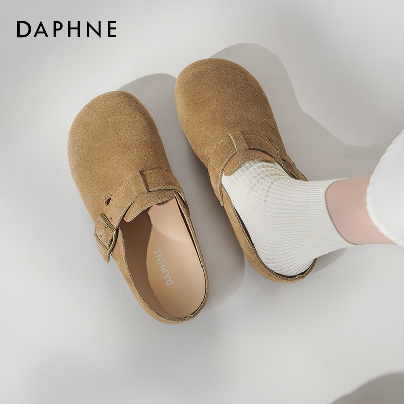 达芙妮勃肯鞋女款2026新款春季女鞋厚底包头半拖鞋一脚蹬平底单鞋