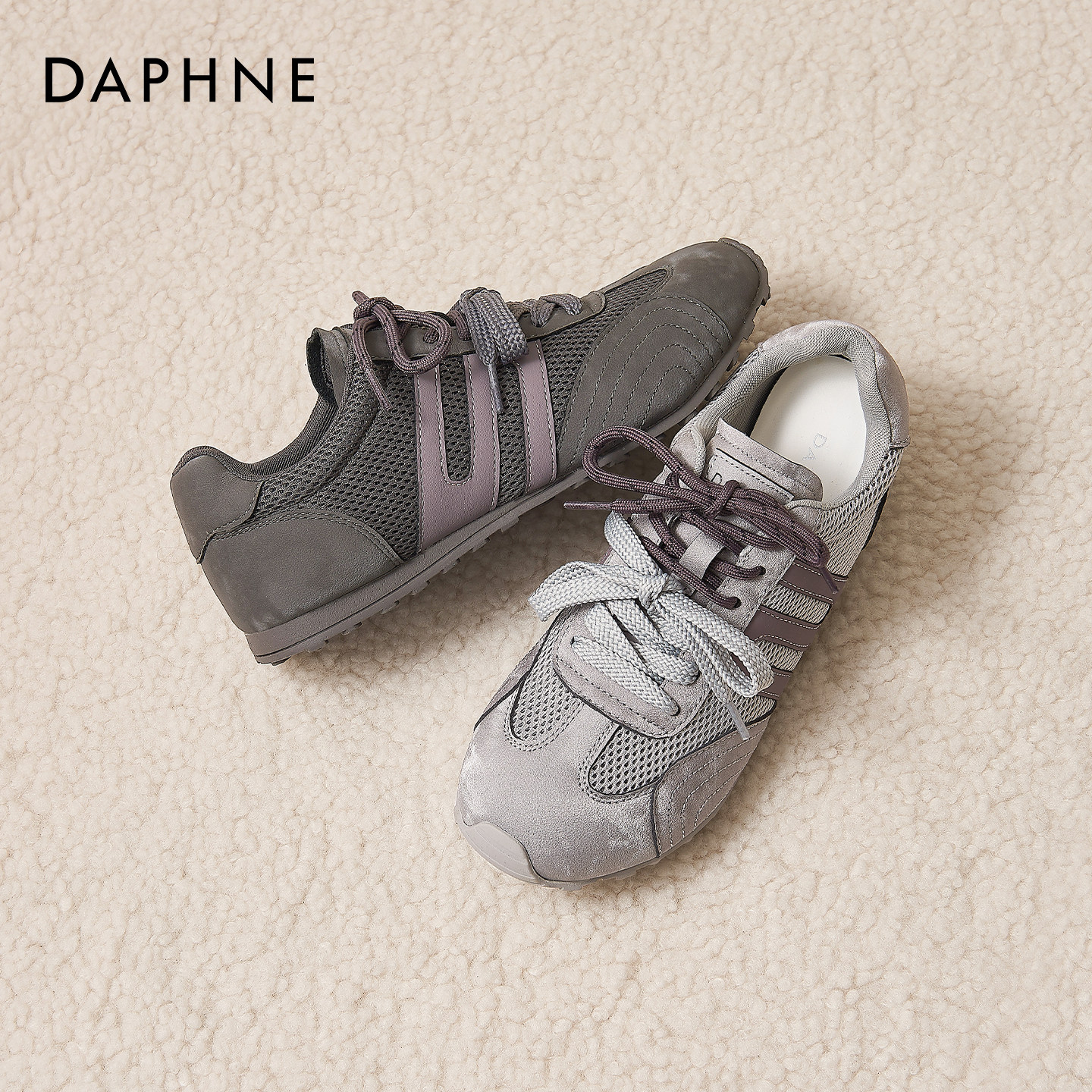 达芙妮紫色芭蕾德训鞋女2026春季新款复古休闲鞋软底不累脚运动鞋,女鞋,时尚休闲鞋,淘宝优惠券,粉丝福利购,淘宝优惠卷