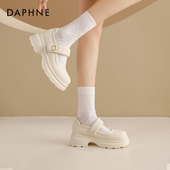 子女2025新款 春季 厚底增高小皮鞋 达芙妮白色玛丽珍鞋 百搭复古单鞋