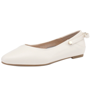 达芙妮平底单鞋女2026新款夏季法式气质尖头软底通勤工作小皮鞋女