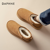 达芙妮加绒防水雪地靴女2025新款 东北棉鞋 冬季 保暖短靴中筒面包鞋