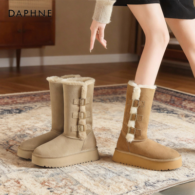 达芙妮防寒保暖雪地靴女厚底