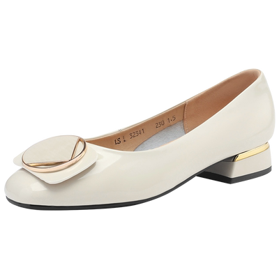 达芙妮软皮低跟单鞋女