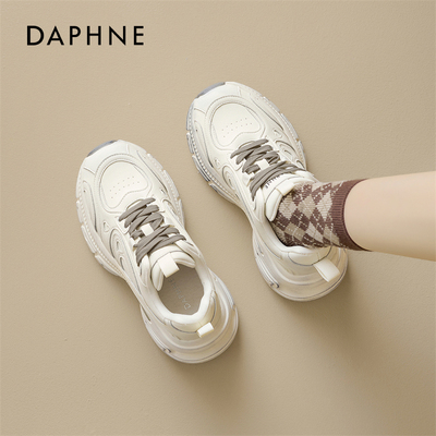 达芙妮白色厚底老爹鞋增高韩系
