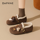 达芙妮勃肯鞋女2025新款冬季外穿加绒加厚棉鞋子卡通毛毛鞋雪地靴