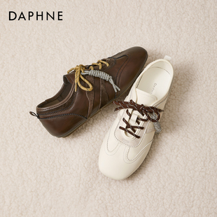 运动休闲板鞋 达芙妮复古德训鞋 系带百搭阿平底甘鞋 2026新款 女春季
