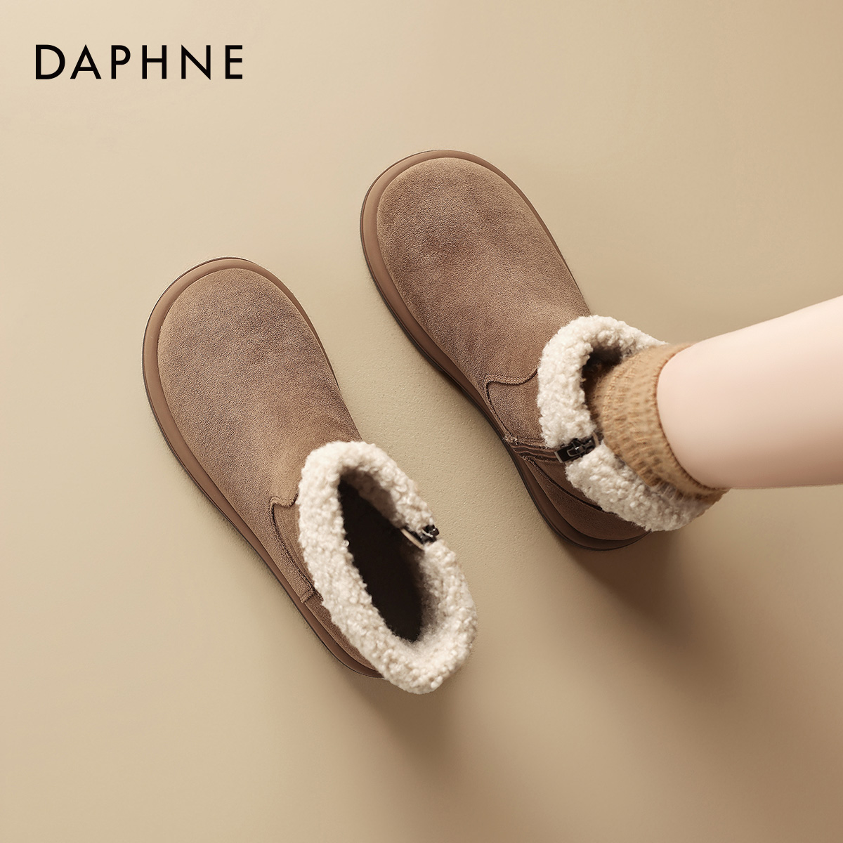 厚底雪地靴女款毛毛短靴勃肯鞋