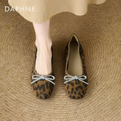 达芙妮豹纹单鞋 豆豆鞋 女2026巨好看复古软平底晚风芭蕾小皮鞋 法式