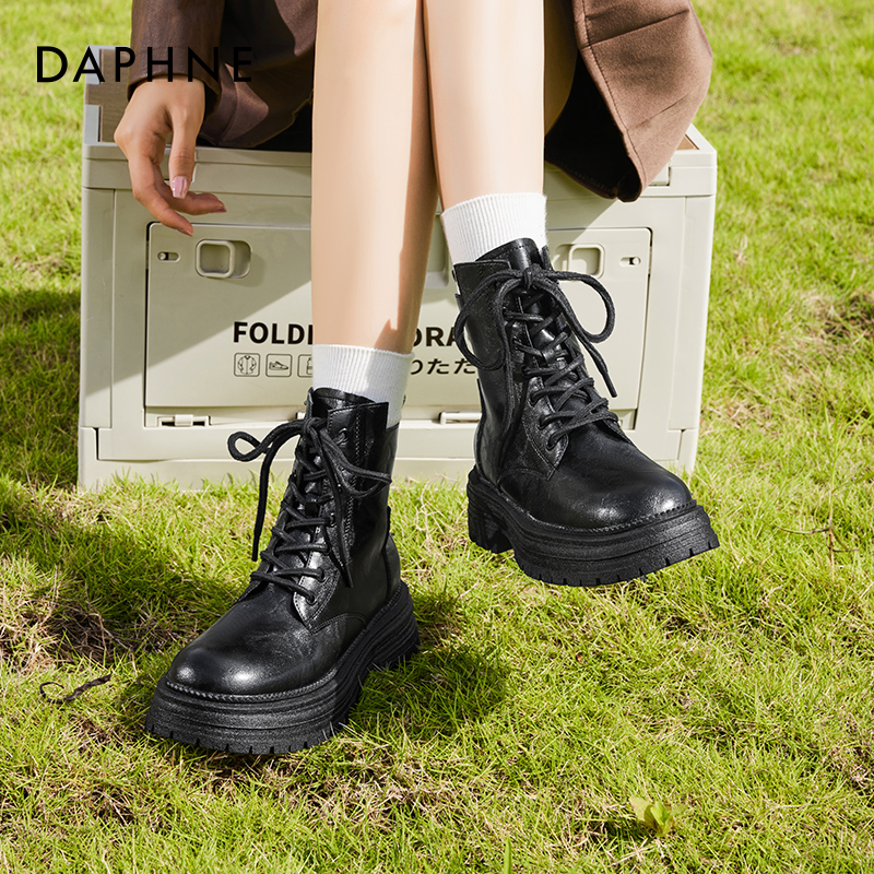 【达芙妮马丁靴】英伦风厚底短靴