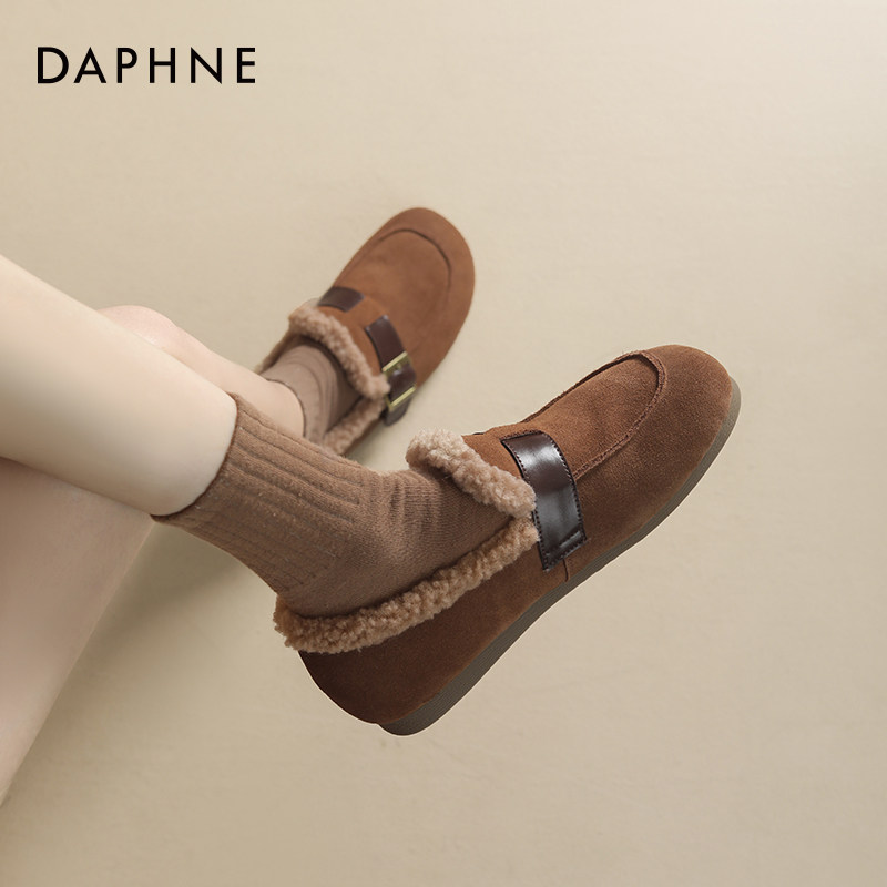 达芙妮加绒复古勃肯鞋女2026新款冬季平底棉鞋一脚蹬保暖豆豆鞋秋,女鞋,勃肯鞋/软木鞋,淘宝优惠券,粉丝福利购,淘宝优惠卷