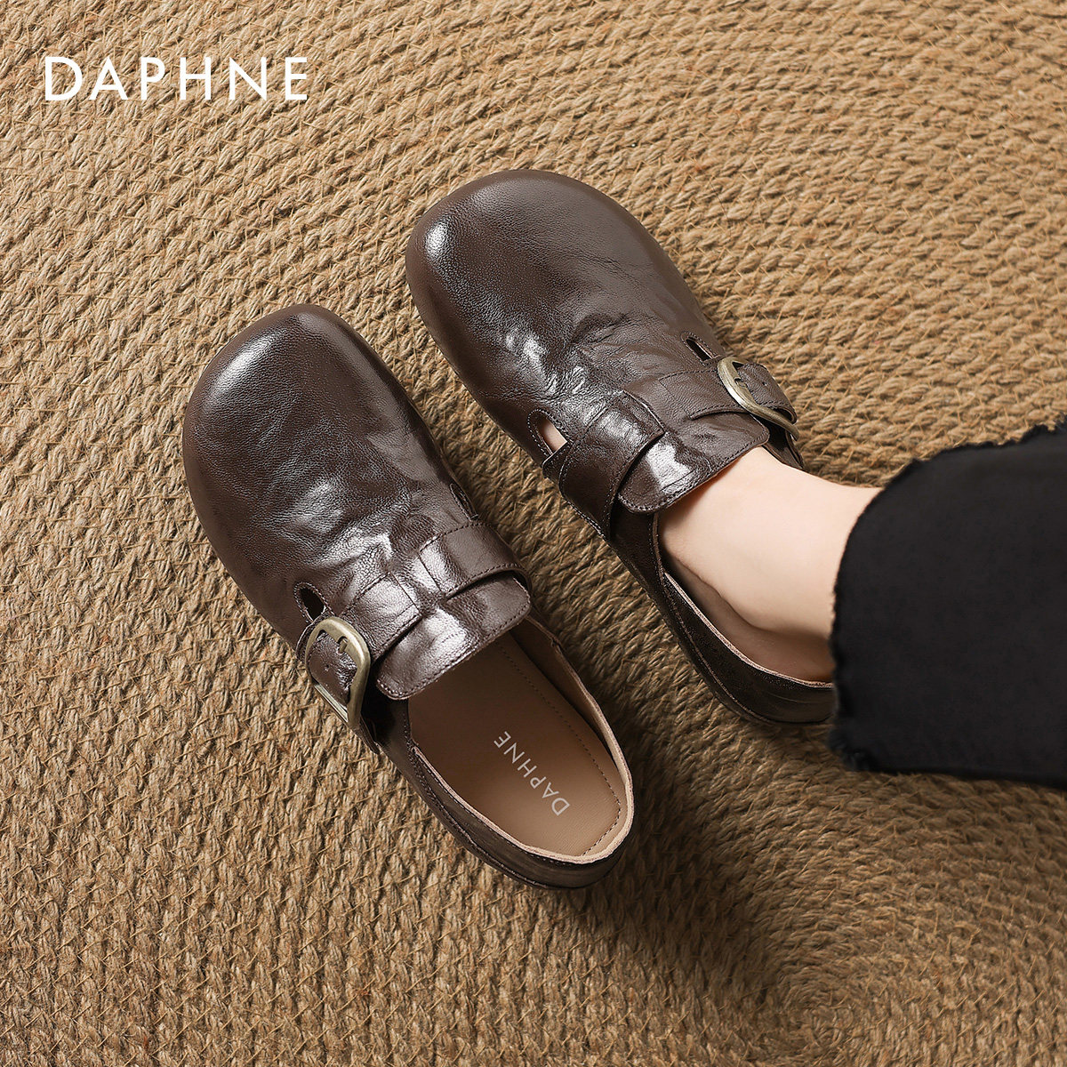 达芙妮黑色乐福鞋女2025新款春秋女鞋平底单鞋英伦小皮鞋子勃肯鞋,女鞋,乐福鞋（豆豆鞋）,淘宝优惠券,粉丝福利购,淘宝优惠卷