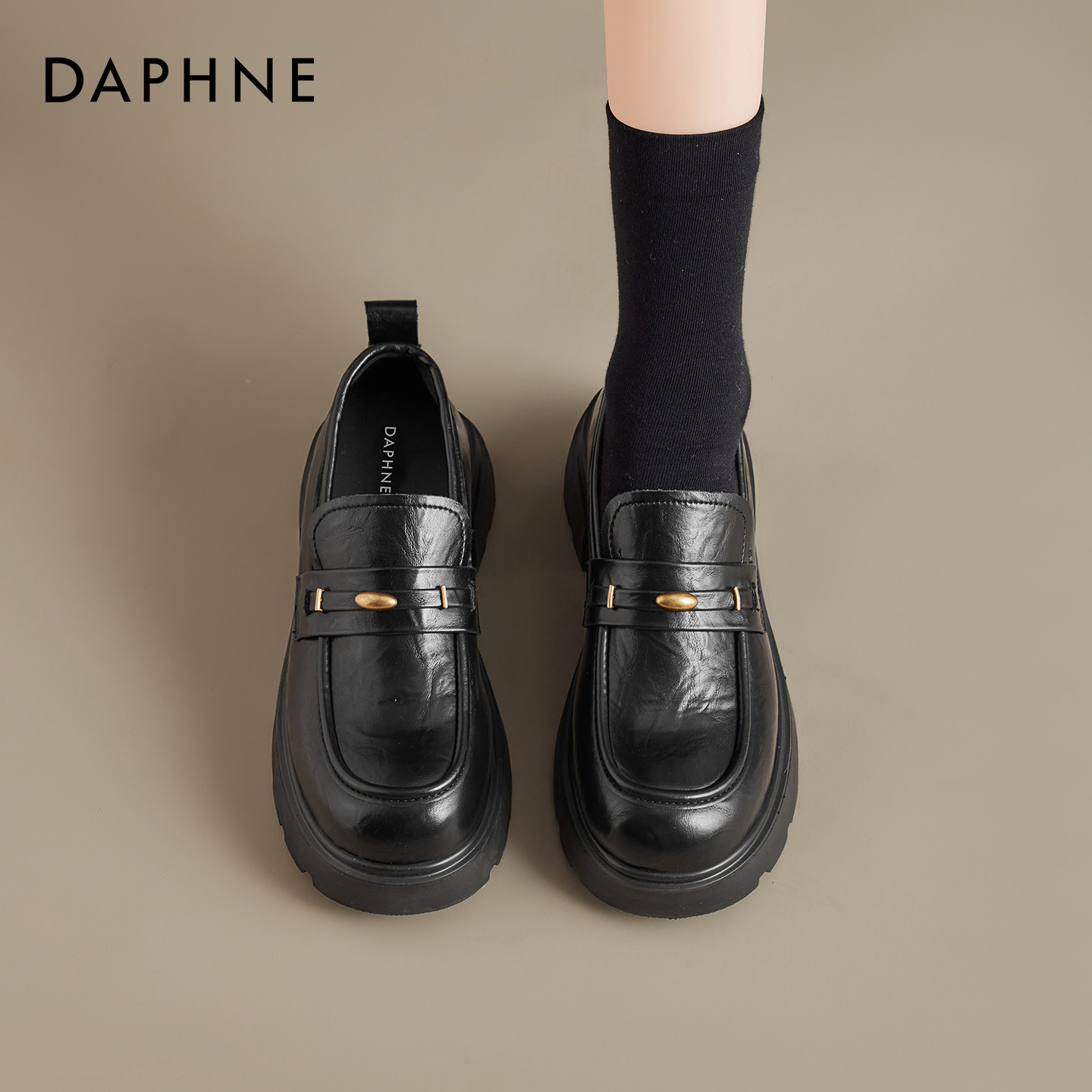 达芙妮厚底乐福鞋女2026新款春季英伦风软底不累脚配裙子浅口单鞋,女鞋,乐福鞋（豆豆鞋）,淘宝优惠券,粉丝福利购,淘宝优惠卷