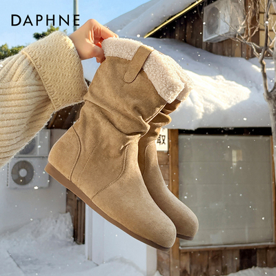 达芙妮加绒雪地靴女防寒堆堆短靴