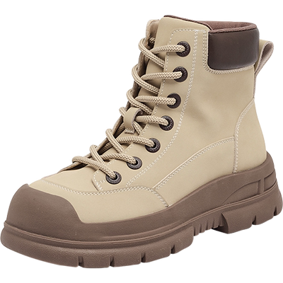 达芙妮加绒马丁靴女2025秋冬新款厚底不累脚大黄靴软皮加绒短靴子