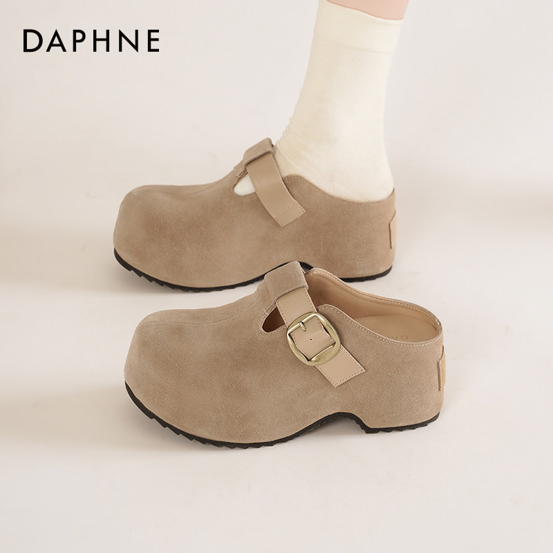 达芙妮厚底勃肯鞋女2026新款春季内增高女鞋包头拖鞋百搭单鞋子女