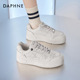 达芙妮厚底小白鞋 加绒运动鞋 女202新款 春秋休闲百搭增高星星板鞋