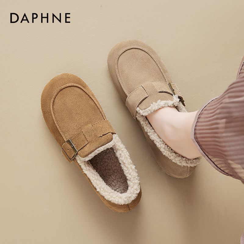 达芙妮加绒勃肯鞋女外穿毛毛棉鞋